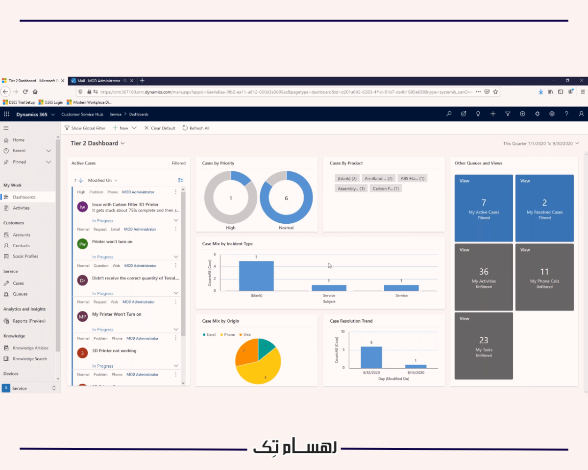ماژول خدمات مشتری CRM مایکروسافت رهسام تک